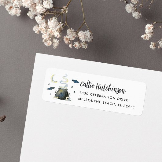 Étiquette Éffrayant Halloween Cauldron Adresse de retour