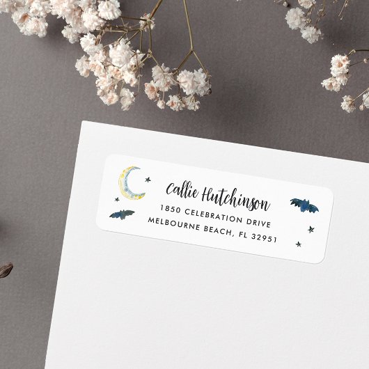 Étiquette Éffrayante Halloween chauves-souris Adresse de ret