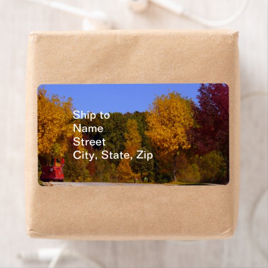 Étiquette Egg Harbour, WI automne saison avec chariot (En situation)