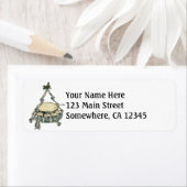 Étiquette Eggnog dans un bol de punch de sapin de Noël vinta (En situation)