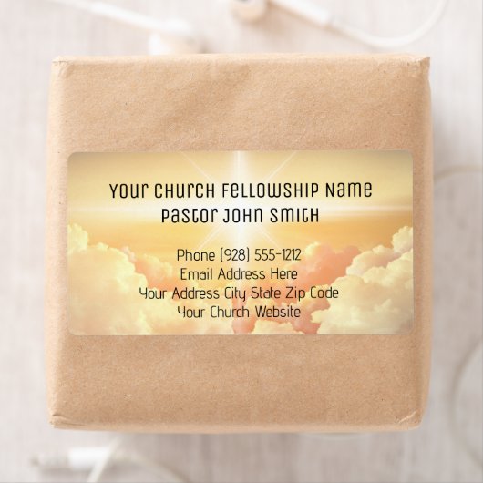 Étiquette Église commerciale nuageuse céleste chrétienne  (En situation)