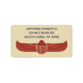 Étiquette Égypte Scarab Beetle à ailes Adresse de retour (Devant)