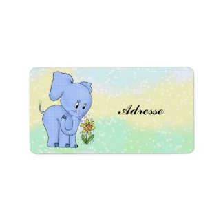 Étiquette Elefant mit Blume 