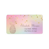 Étiquette Elegan Ananas Cool Foil Confetti Holographique (Devant)