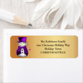 Étiquette Elégance du bonhomme de neige doré et violet : Noë (En situation)