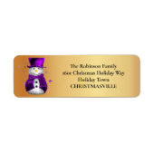 Étiquette Elégance du bonhomme de neige doré et violet : Noë (Devant)