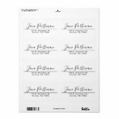 Étiquette Élégance Modernité | Calligraphie Expédition (Feuille entière)