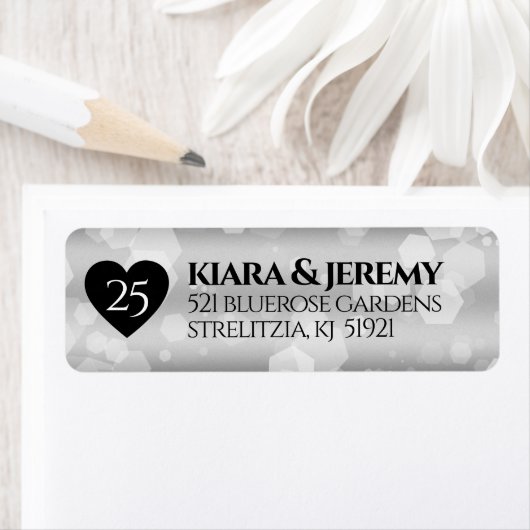 Étiquette Élégant 25e anniversaire de Mariage d'argent (En situation)