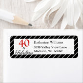 Étiquette Elégant 40 & Fabuleux 40e Anniversaire Noir & Blan (En situation)