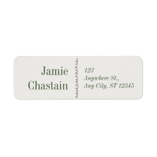 Étiquette Élégant Adresse de Retour Beige et Vert Classique