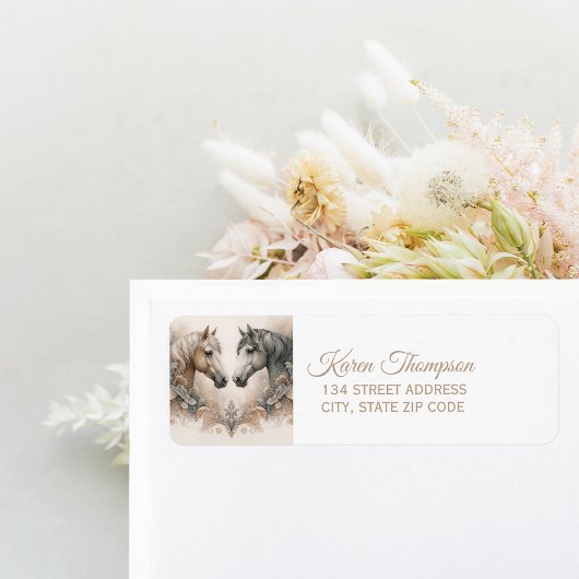 Étiquette Élégant Adresse de retour Cheval