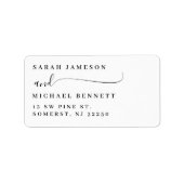 Étiquette Élégant Adresse de Retour Classique Noir et Blanc (Devant)