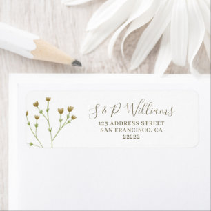 Étiquette Elegant Airy Simple Fleur sauvage Adresse de retou