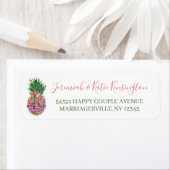 Étiquette Élégant ananas floral tropical (En situation)