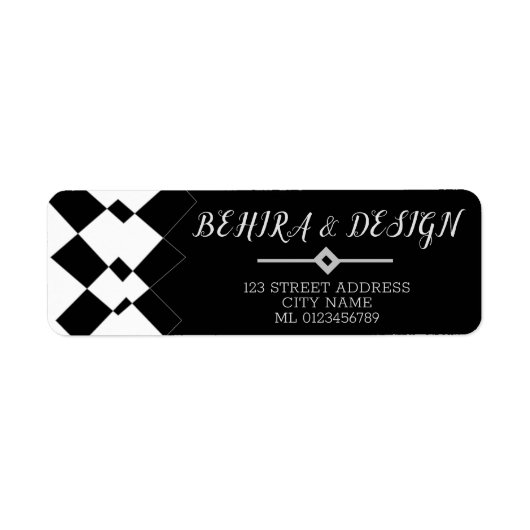 Étiquette Elegant and chic black and white geometric pattern (Devant)