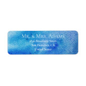 Étiquette Elégant Aquarelle Bleu pré-adresse retour (Devant)