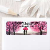 Étiquette Elégant Aquarelle Cherry Blossom Mariage Retour (En situation)