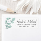 Étiquette Elegant Aquarelle Eucalyptus Adresse de retour (En situation)