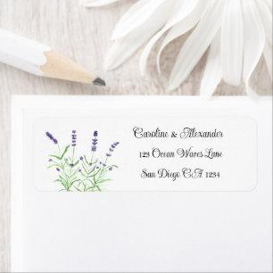 Étiquette Élégant aquarelle lavande herbes floral mariage