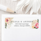 Étiquette Elégant Aquarelle Peony | Mariage floral rose (En situation)