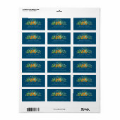 Étiquette Elégant Aquarelle Verdure Feuillage Botanique Bleu (Feuille entière)