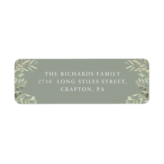 Étiquette Elégant aquarelle verdure Foliage Adresse de retou (Devant)