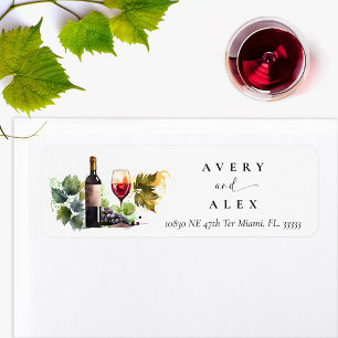 Étiquette Elégant Aquarelle Vin à thème Mariage retour