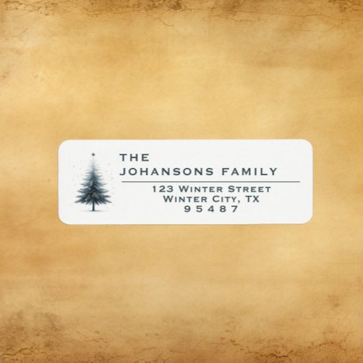 Étiquette Élégant Arbre de Noël - Adresse de retour
