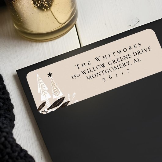 Étiquette Élégant arbre de Noël Floral À feuillage persistan