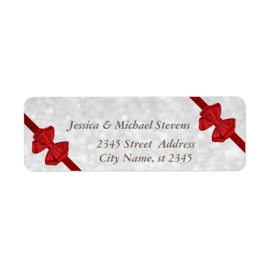 Étiquette Elégant arc rouge glitterie tendance (Devant)