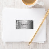 Étiquette Élégant Argent Chatoyant Étoiles Arbre de Noël (En situation)