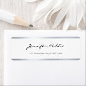 Étiquette Élégant Argent moderne blanc manuscrit Haut (En situation)