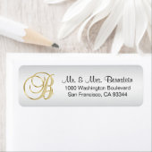 Étiquette Élégant ARGENT Monogramme Lettre B Adresse de reto (En situation)