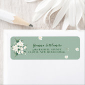 Étiquette Élégant Arrière - plan vert Fleurs blanches (En situation)