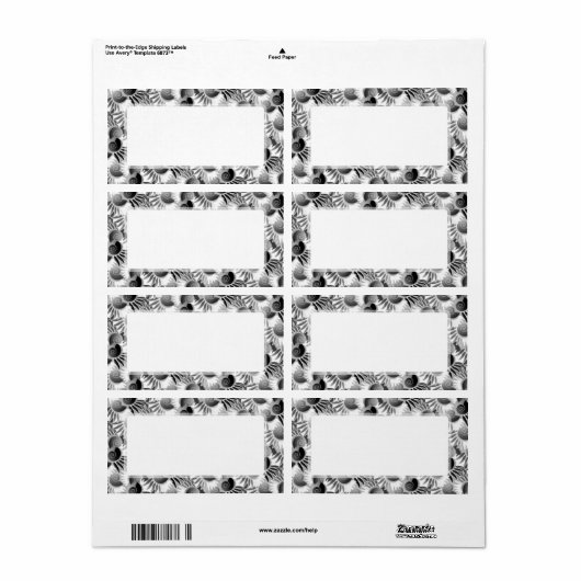 Étiquette Elégant Art déco noir et blanc 1920 Glamor (Feuille entière)