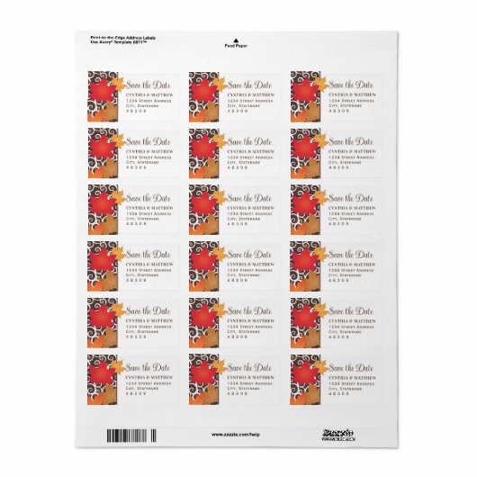 Étiquette Élégant automne part mariage Enregistrer la date (Feuille entière)