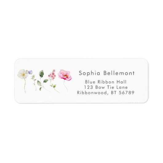 Étiquette Élégant Baby shower fleur sauvage Adresse de retou (Devant)