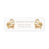 Étiquette Elegant Beige & Gold Bassinet Adresse de retour (Devant)