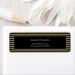 Étiquette Elegant Black and Green Stripes Adresse de retour