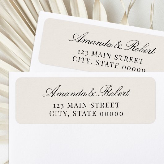 Étiquette Elegant Black and Ivory Wedding Return Address