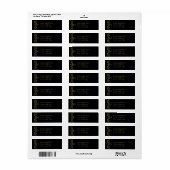 Étiquette Elegant Black Gold Heart Mariage Adresse de retour (Feuille entière)