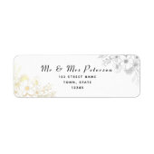 Étiquette Elegant Black Gold Mariage Adresse de retour (Devant)