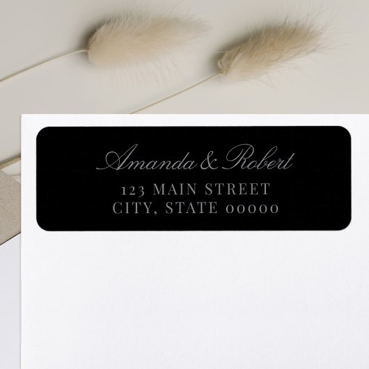 Étiquette Elegant Black Wedding Return Address