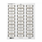 Étiquette Élégant Black White Stripe Gold Mariage Adresse (Feuille entière)