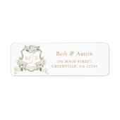 Étiquette Élégant Blanc Floral Crest Return Adresse (Devant)