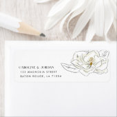 Étiquette Élégant blanc Magnolia Minimal Adresse de retour (En situation)