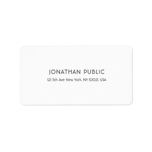 Étiquette Élégant Blanc Professionnel Plain Moderne Simple (Devant)