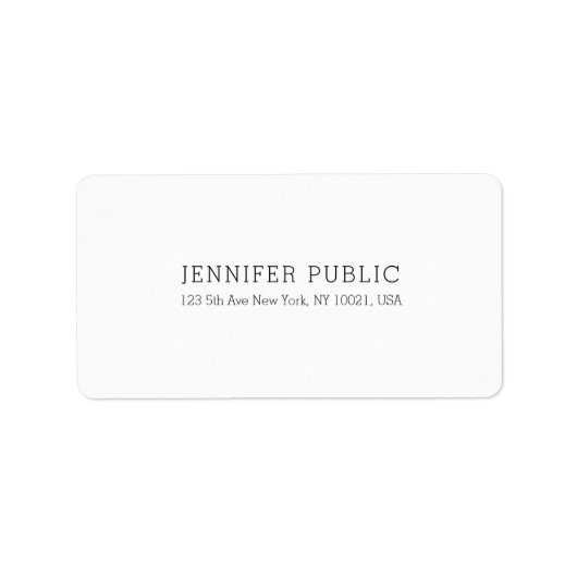 Étiquette Élégant Blanc Professionnel Simple Modèle moderne (Devant)