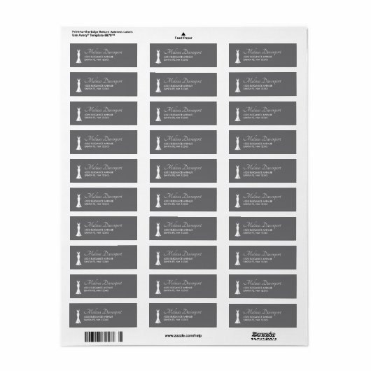 Étiquette Elégant blanc sur gris - Design simple et élégant (Feuille entière)