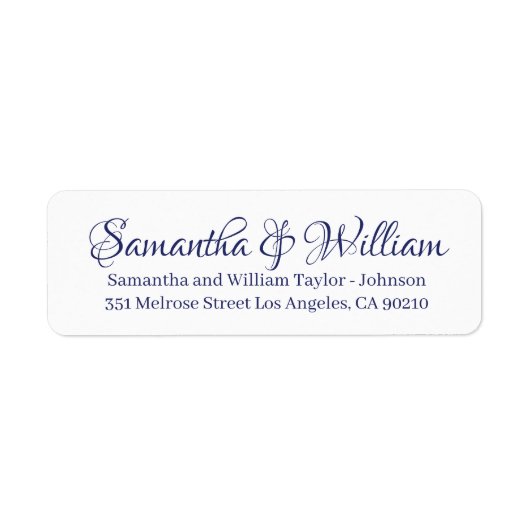 Étiquette Élégant bleu blanc noms de script personnalisé mar (Devant)